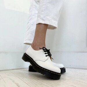 Doc Dr. Martens 3-Eye Bex Oxford Shoes Lug Heel White Leather EU 39 M 7 L 8
